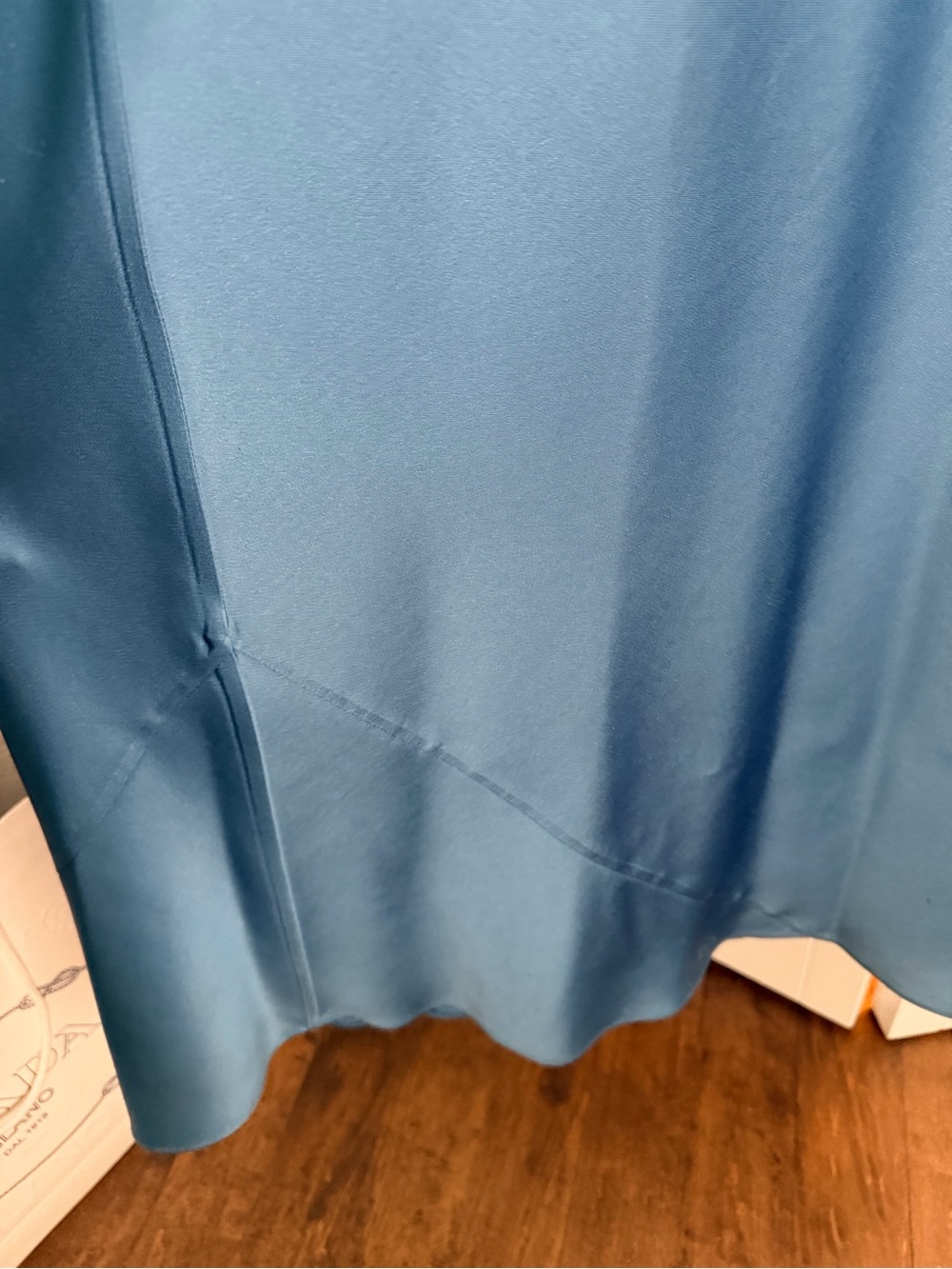 SIMKHAI IZEL GOWN One-Shoulder baby blue Maxi Dress with Draped Cape - Picture 7 of 8